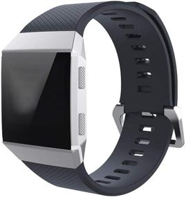 img 4 attached to 🔵 Водонепроницаемые спортивные ремешки для часов Fitbit Ionic - большие и малые размеры для женщин/мужчин (темно-серый, большой)