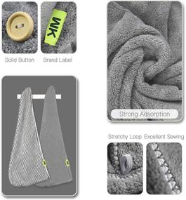 img 1 attached to 👩 WK Microfiber Hair Towel for Women: Ultra Absorbent Hair Turban and Quick Dry Wrap – 2 Piece Set, Gray & Stripe Design