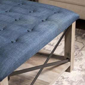 img 2 attached to Blue 30-Inch Walker Edison Cambridge Modern Farmhouse Metal X Tufted Ottoman