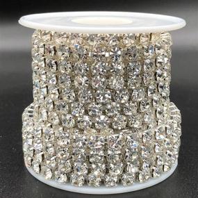 img 4 attached to 💎 5mm Crystal Clear Rhinestone Chain Roll - 1 Roll (5 Yards) Large Crystal Rhinestones Close Chain - Sew on Crystal Rhinestone Chain Trim - SS24, Crystal Claw Cup Chain Roll (Silver Base + Crystal Clear, SS24 / 5.0mm)