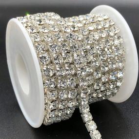 img 2 attached to 💎 5mm Crystal Clear Rhinestone Chain Roll - 1 Roll (5 Yards) Large Crystal Rhinestones Close Chain - Sew on Crystal Rhinestone Chain Trim - SS24, Crystal Claw Cup Chain Roll (Silver Base + Crystal Clear, SS24 / 5.0mm)