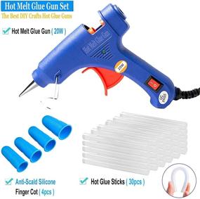 img 3 attached to 20W Hot Glue Gun Kit with 30Pcs Mini Glue Sticks: DuoAndDuo High Temp Industrial Glue Gun, Anti-Scald Silicone Finger Cots, Blue