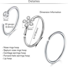 img 1 attached to 💍 MODRSA Stainless Steel Hoop Nose Rings for Women - Nose Piercings Jewelry, Silver Nose Rings Hoops, 20 Gauge