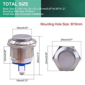 img 2 attached to Twidec / 19Mm Waterproof Stainless Steel Metal Shell Momentary Raised Top Push Button Switch 3A/12~250V SPST 1NO Start Button For Car Modification Switch（Quality Assurance For 1 Years） M-19-T-G