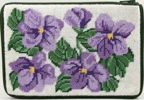 img 1 attached to Cosmetic Purse Sweet Violets Needlepoint