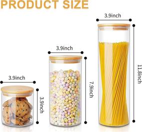 img 3 attached to 🍱 AIKWI Glass Food Storage Jars Set: Airtight Canisters with Bamboo Lids for Kitchen Pantry Organization - Store Spaghetti, Beans, Cereal, Snacks and More