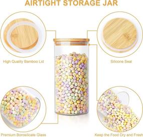 img 1 attached to 🍱 AIKWI Glass Food Storage Jars Set: Airtight Canisters with Bamboo Lids for Kitchen Pantry Organization - Store Spaghetti, Beans, Cereal, Snacks and More
