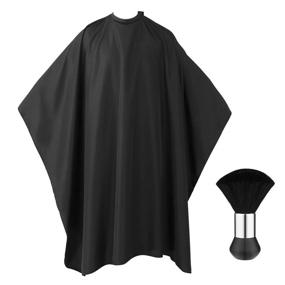 img 4 attached to 🔪 Frcolor Professional Barber Cape with Snap Closure, Hair Cutting Salon Cape Hairdressing Apron in Black, Neck Duster Brush Included - Size 55&#34; x 63&#34;