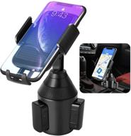 upgraded adjustable car cup holder phone mount for iphone 12 pro/11/xs max/xr/x/8, samsung galaxy s20/s10/s9, note 10/s8/s7, lg, sony & more - car phone mount logo