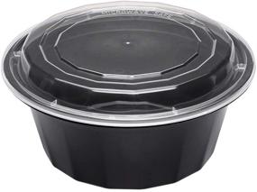 Asporto 32 oz Black Plastic 2 Compartment Food Container - with