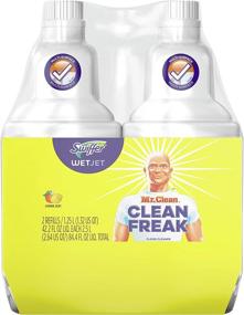 img 4 attached to 🧽 Swiffer Wetjet All Purpose Cleaning Solution Refills - Mr. Clean Power, Lemon - 2Count, 1.25 L Each (Packaging May Vary)