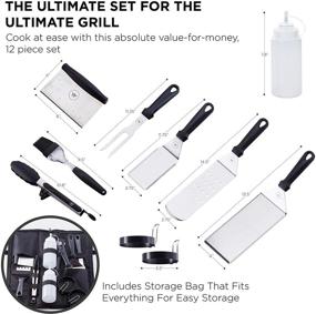 img 3 attached to 🍔 Weselyn 12-Piece Flat Top Grill Accessories Kit - Griddle Set with Burger Spatulas, Scraper, Egg Rings, and Meat Fork in a Canvas Tote Bag - Stainless Steel BBQ Tool Kit for Blackstone Griddle Accessories