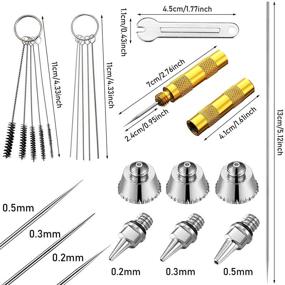 img 3 attached to Набор сопла и колпачков для аэрографа из 21 предмета: запасные части иглы и принадлежности для чистки, 0.2/0.3/0.5 мм.