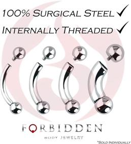 img 3 attached to Forbidden Body Jewelry: Internally Threaded Surgical Steel Curved Piercing Barbell - 00GA-16GA