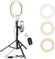 📸 ubeesize 10.2-inch selfie ring light with tripod stand & cell phone holder for live stream/makeup – mini led camera ringlight for youtube video/photography, compatible with all phones (black) logo