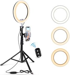 img 4 attached to 📸 UBeesize 10.2-inch Selfie Ring Light with Tripod Stand & Cell Phone Holder for Live Stream/Makeup – Mini Led Camera Ringlight for YouTube Video/Photography, Compatible with All Phones (Black)