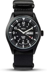 img 4 attached to 💂 Black Field Military Men's Wrist Watch - Analog Tactical Outdoor Sport Work Wristwatch with Date, Day, 12/24 Hour - Waterproof, Army Nylon Band by MDC