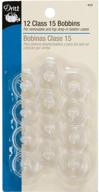 🧵 dritz class 15 bobbins, 12 count: clear needles for sewing machine logo