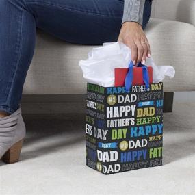 img 3 attached to Hallmark 9-inch Medium Father's Day Gift Bag with Tissue Paper - Black, Green, Blue, Gold - Best Dad - Happy Father's Day