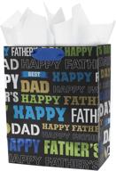 hallmark 9-inch medium father's day gift bag with tissue paper - black, green, blue, gold - best dad - happy father's day logo