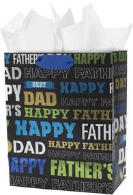 img 4 attached to Hallmark 9-inch Medium Father's Day Gift Bag with Tissue Paper - Black, Green, Blue, Gold - Best Dad - Happy Father's Day