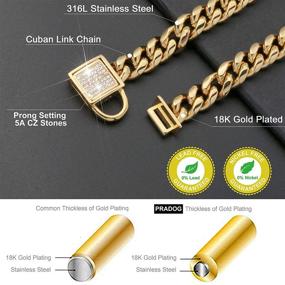 img 2 attached to 🐶 PRADOG 18K Gold Chain Dog Collar: Zirconia Locking, Stainless Steel Metal Cuban Link for Luxurious Training and Walking of XSmall, Small, Medium, and Large Dogs