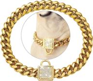 🐶 pradog 18k gold chain dog collar: zirconia locking, stainless steel metal cuban link for luxurious training and walking of xsmall, small, medium, and large dogs logo