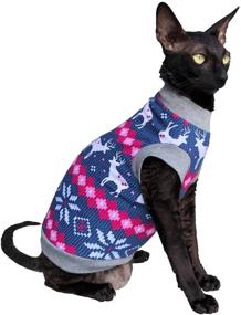 img 2 attached to 🔥 Cozy Winter Apparel: Kotomoda Cat's Warm T-Shirt for Hairless & Naked Sphynx Cats - Santa's Deer Sweater