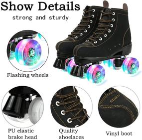 img 2 attached to 🛼 XUDREZ High-top Roller Skates: Double Row Adult & Youth Four Wheel Skates - Indoor and Outdoor Use