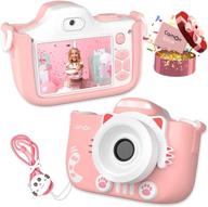cute pink camon digital kids camera - perfect selfie camera for girls age 3+ with flash 32gb - high-resolution 12mp premium toddler camera hd 1080p - ideal children birthday gift - toy photo video cameras for girls logo