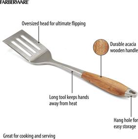 img 2 attached to 🔥 Farberware 5276575 Barbecue Acacia Wood Handled Turner: Premium Grilling Tool for Perfect BBQ Results