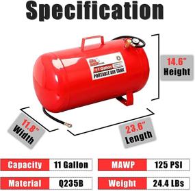 img 2 attached to 🔴 Torin BIG RED T88011 Portable Horizontal Air Tank - 11 Gallon Capacity, Red, with 50" Hose