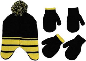 img 2 attached to Boys Batman Winter Hat with 2 Pairs of Gloves or Mittens Set from DC Comics (Toddler/Little Boys)