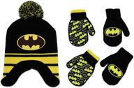 мальчики зимняя шапка с бэтменом и комплект из 2 пар перчаток или варежек от dc comics (для малышей/маленьких мальчиков) логотип