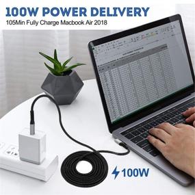 img 1 attached to ⚡️ 10FT Кабель Aczhk Type C 20V 5A 100W для быстрой зарядки USB-C, 90 градусов, совместим с Google Pixel 3 2 XL, Samsung Galaxy Note 10 S9 S8 S10, MacBook Air, iPad Pro 2018 и другими устройствами.