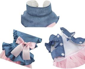 img 2 attached to 👗 Stylish and Comfortable ANIAC Pet Denim Dress: Bow-Knot Vest Skirt with Lace Trim - Perfect Summer/Spring Clothes for Cats and Small Dogs