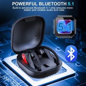 img 1 attached to 🎧 Беспроводные наушники Donerton: Bluetooth 5.1, 10 часов воспроизведения, HiFi звук, шумоподавление - черно-красные