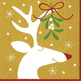 img 1 attached to 🎄 Caspari Gold Mistletoe Paper Luncheon Napkins, 20 Count