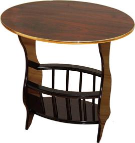 img 3 attached to 📚 Espresso Brown Finish Oval Side Table with Magazine Holder by Uniquewise(TM)