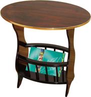 📚 espresso brown finish oval side table with magazine holder by uniquewise(tm) logo