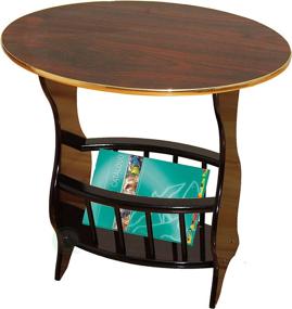 img 4 attached to 📚 Espresso Brown Finish Oval Side Table with Magazine Holder by Uniquewise(TM)