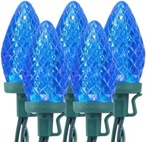 img 4 attached to Brightown C9 LED Christmas String Lights - 16 Ft, 25 LEDs - Waterproof Blue Strawberry Vintage Christmas Lights for Xmas Tree, Garden, Holiday, Party Patios Decoration