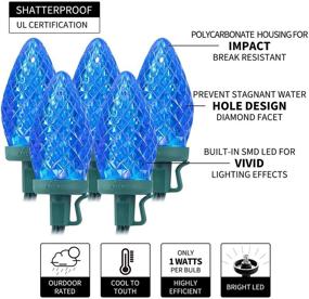 img 2 attached to Brightown C9 LED Christmas String Lights - 16 Ft, 25 LEDs - Waterproof Blue Strawberry Vintage Christmas Lights for Xmas Tree, Garden, Holiday, Party Patios Decoration