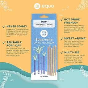 img 3 attached to Sustainable Sugarcane Drinking Straws - Pack of 50 Biodegradable, Compostable & Plastic-Free Straws in Standard Size by EQUO