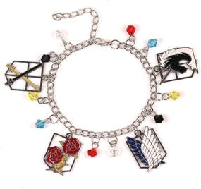 img 1 attached to 🔍 Search-Optimized Attack on Titan Anime Manga Bracelet: Fashion Novelty Charm with Training Corps, Garrison, Military Police & Survey Corps Symbol Logo