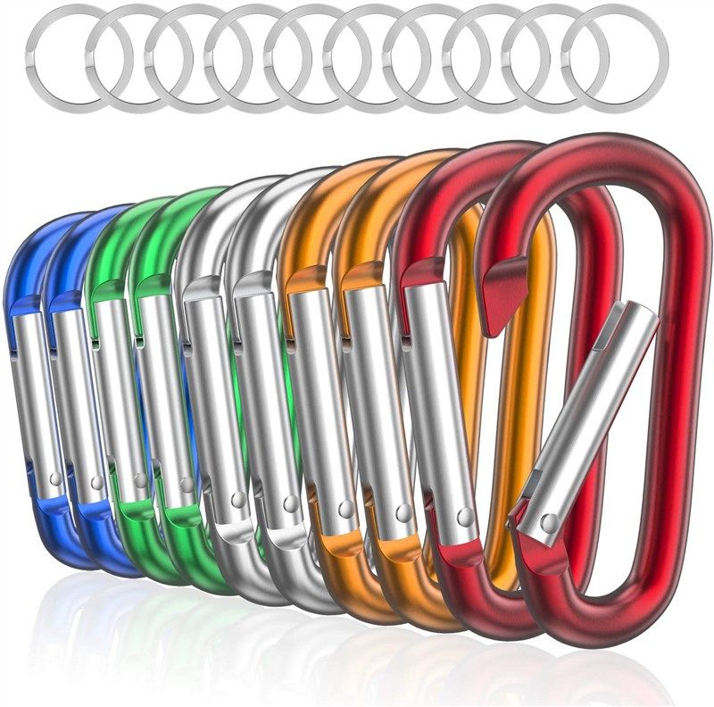 3 Inch Carabiner Clips Steel Spring Snap Hook 6 Pcs bulk lot heavy duty