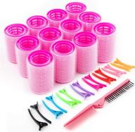 heatless hair curlers and hair rollers set - spiral curls, no heat, 2 sizes (24 pcs) with hair clips and comb logo