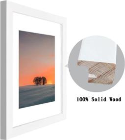 img 2 attached to 🖼️ Golden State Art, 11x14 Wooden Picture Frame with 8x10 Mat - Real Glass - Horizontal and Vertical Wall Display - Ideal for Engagement, Wedding, Graduation Photos - White, 1 Pack