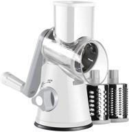 🧀 ancevsk manual rotary cheese grater - round vegetable slicer with 3 interchangeable blades for vegetables, nuts, and fruits (white) logo