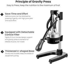 img 3 attached to 🍊 Frifer Commercial Manual Citrus Juicer Hand Press - Heavy Duty Cast Iron Fuselage and Base, Stainless Steel Funnel & Filter Screen - Long-lasting and Effortless Cleaning (Black)